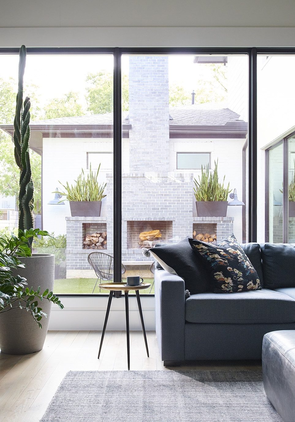 living room with plants